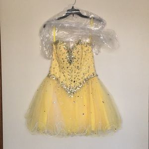 Mori Lee Yellow Homecoming Dress